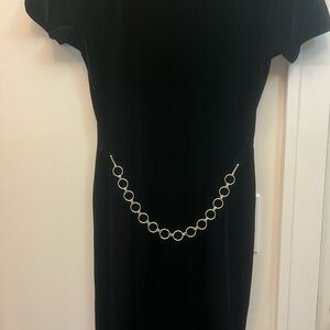 Elegant Black Velour Jumpsuit with Chain Detail